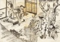 a man is watching a beautiful woman Katsushika Hokusai Japanese